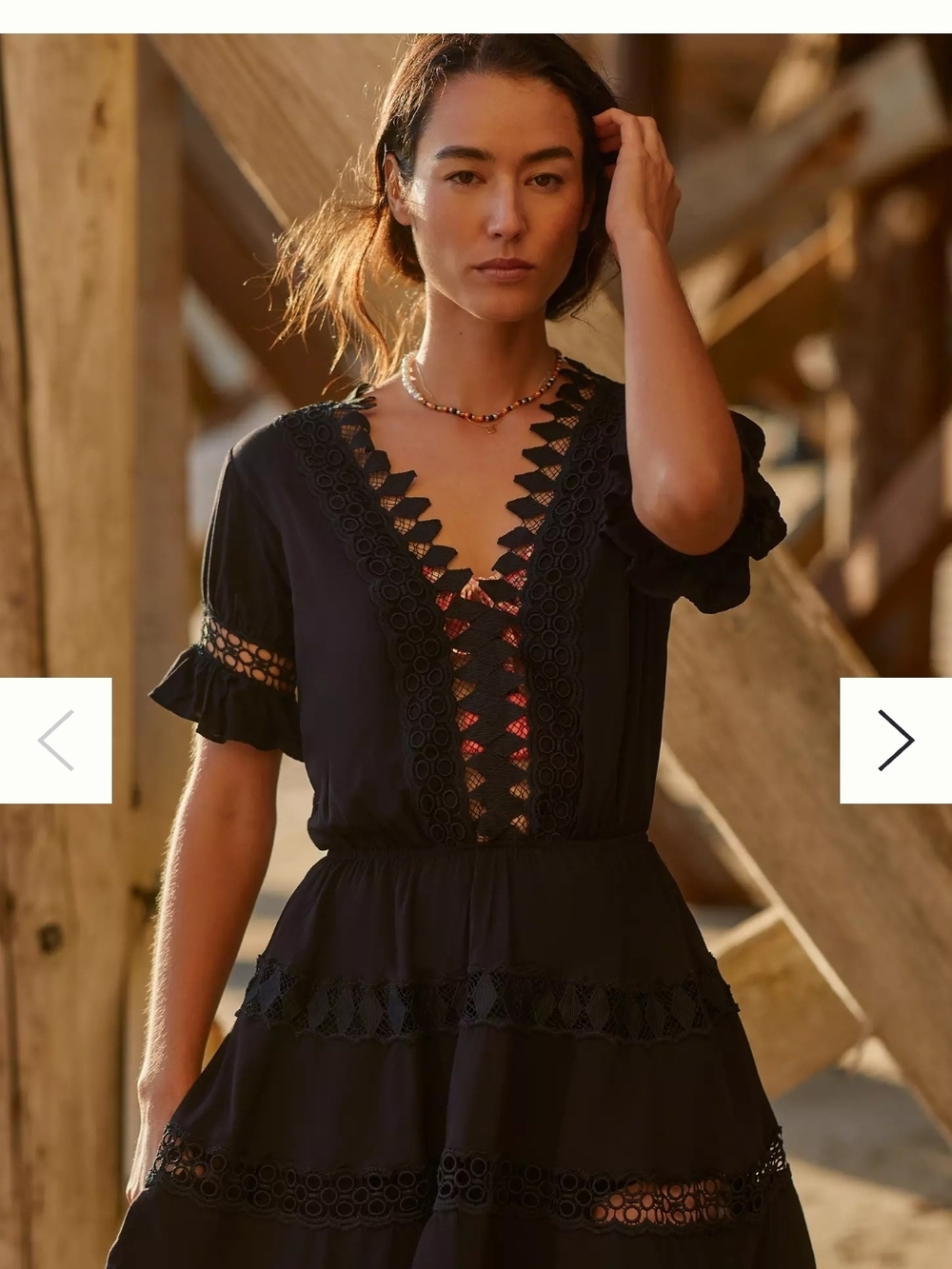 Peixoto Black Lace Mini Dress 🌴 Anthropologie Resort Beach Vacation Cover-Up